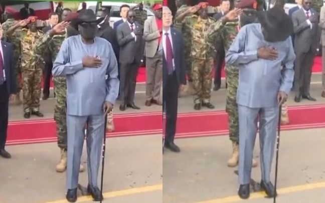 Жанубий Судан президенти оммавий тадбирда иштонини ҳўллаб қўйди (видео)