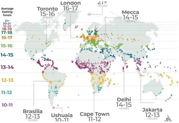 Қайси мамлакатларда яшовчи мусулмонлар дунёда энг кўп соат рўза тутишади?