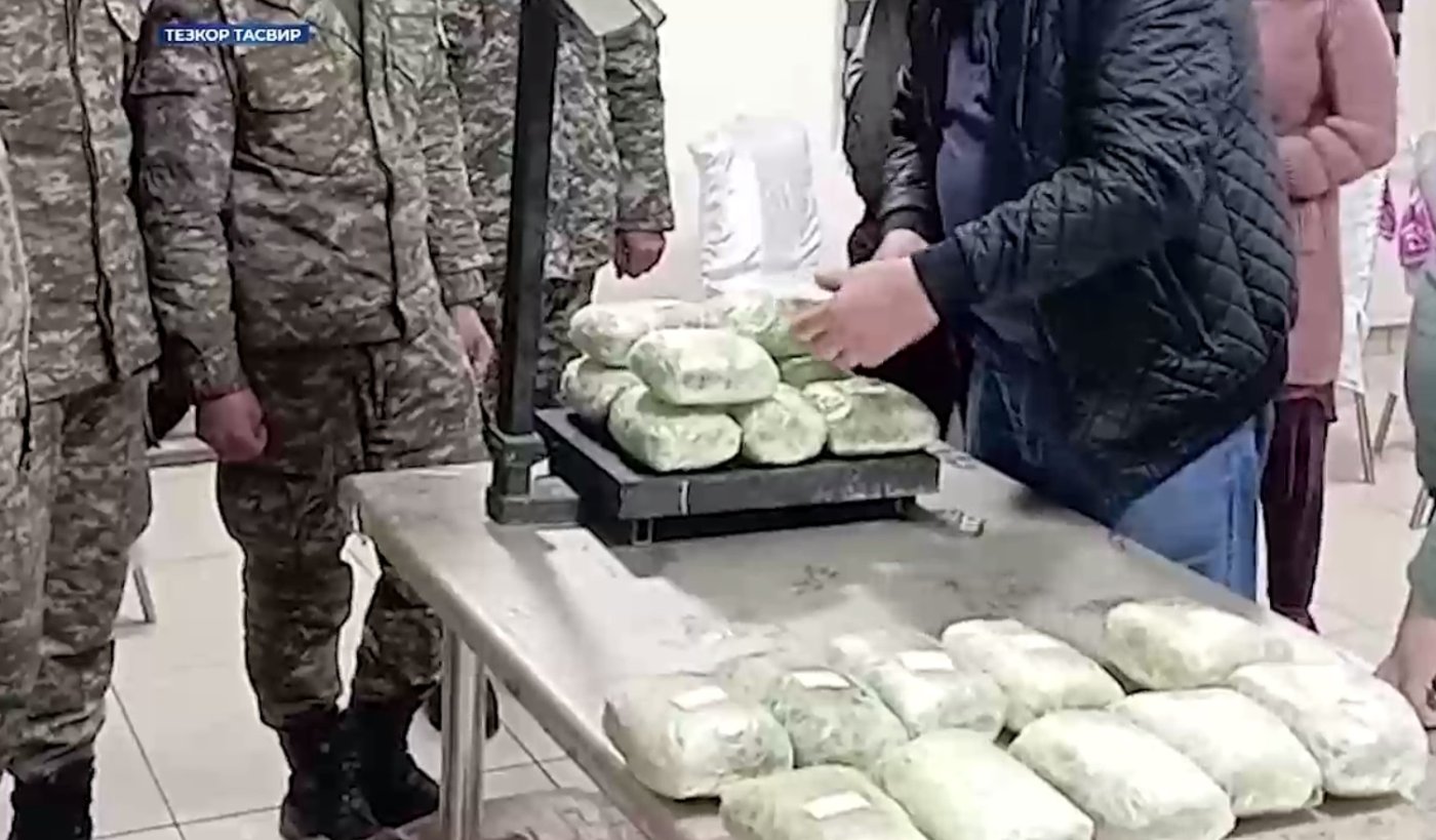 ДХХ Тожикистондан салкам 20 кило гиёҳванд модда олиб ўтган шахсни ушлади (видео)