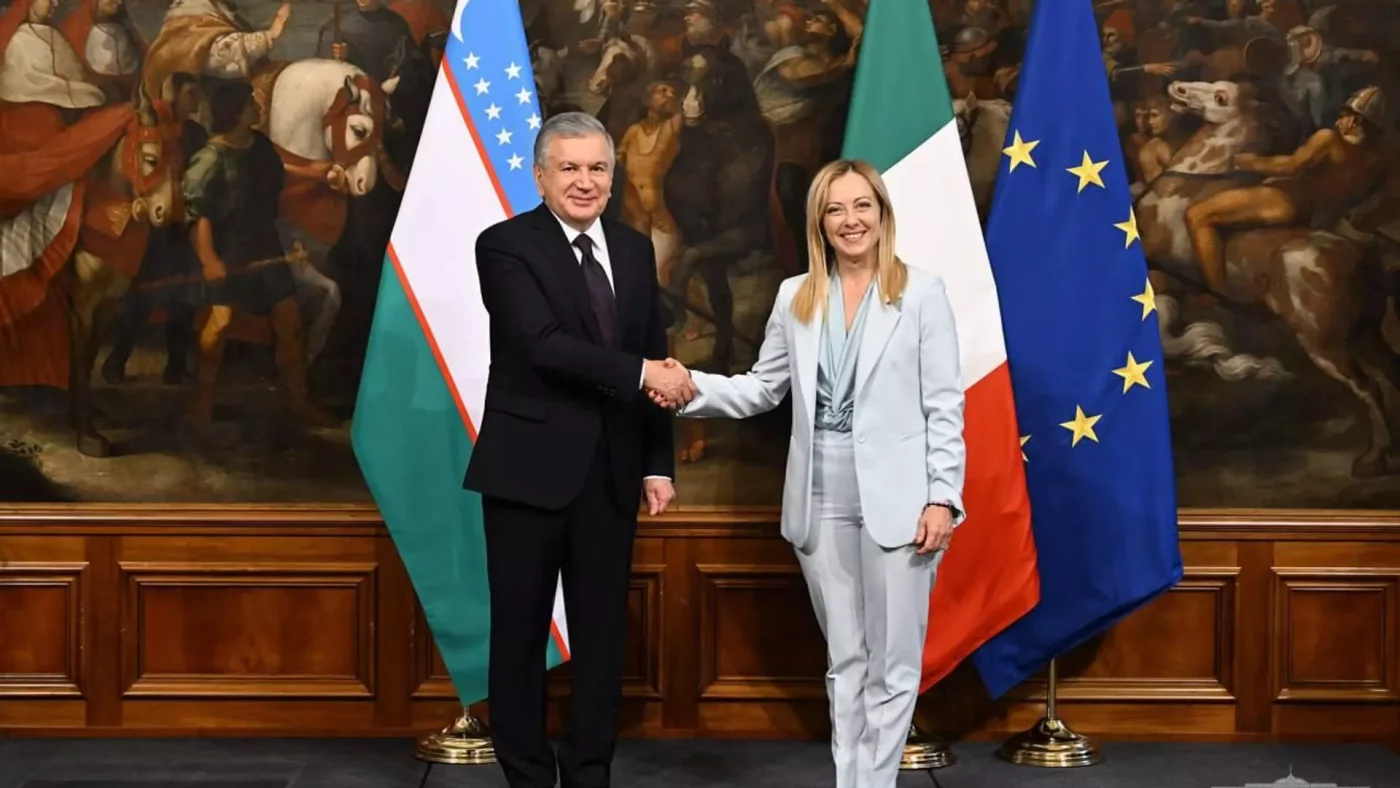 Shavkat Mirziyoyev Italiya bosh vaziri Jorja Meloni bilan uchrashdi (foto)