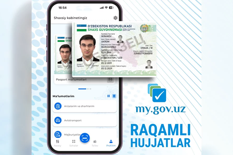 Endi shaxsni tasdiqlovchi va boshqa hujjatlarning elektron nusxasi ham rasman tan olinadi расм