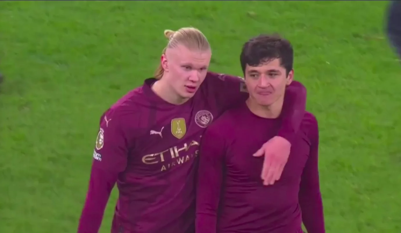 Erling Haaland hugs Khusanov and shows appreciation (Video)