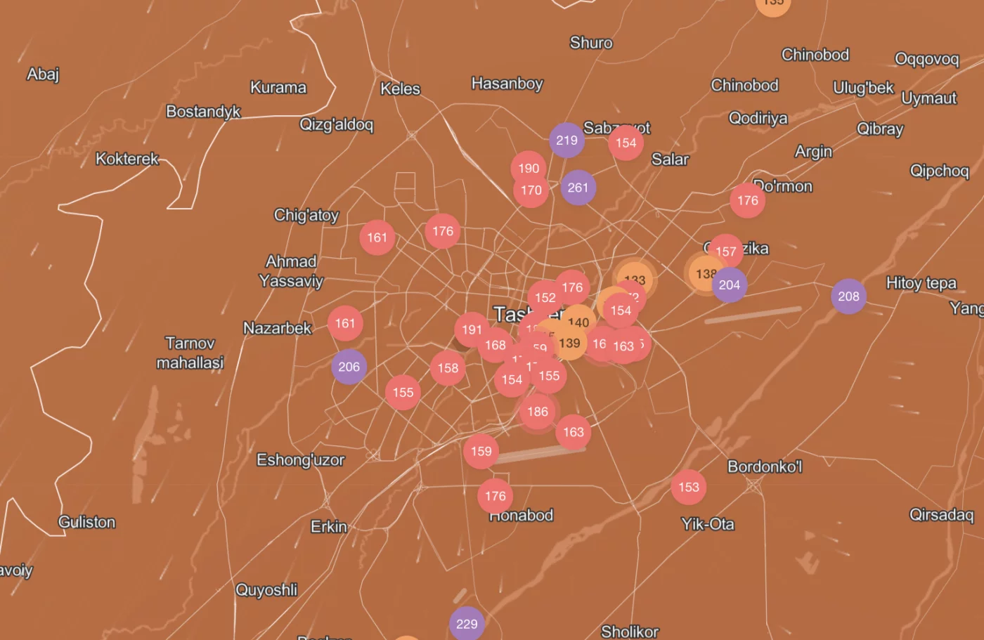 When will air quality improve in Tashkent?