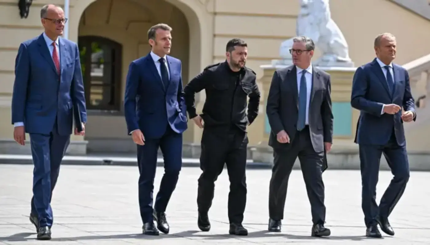 How did Macron, Merz, Tusk, and Trump react?