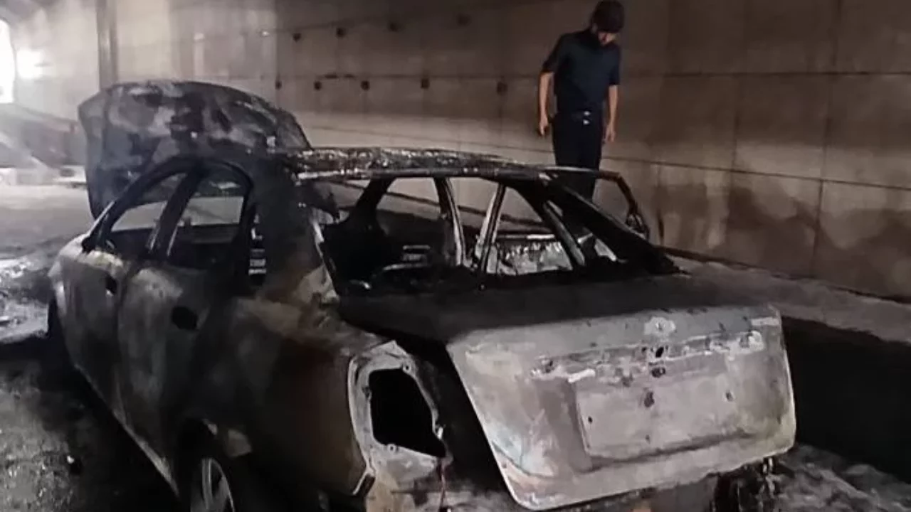 Toshkentda tunnelda yong‘in: Gentra yonib ketdi