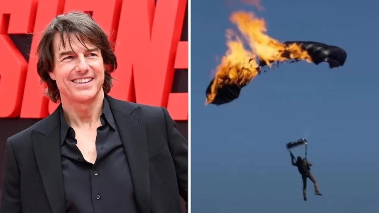 Tom Cruise set a world record by jumping 16 times on a burning parachute!
