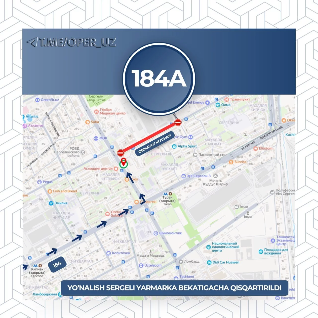 Sergili tumanida transport harakati bir oyga cheklanadimi?