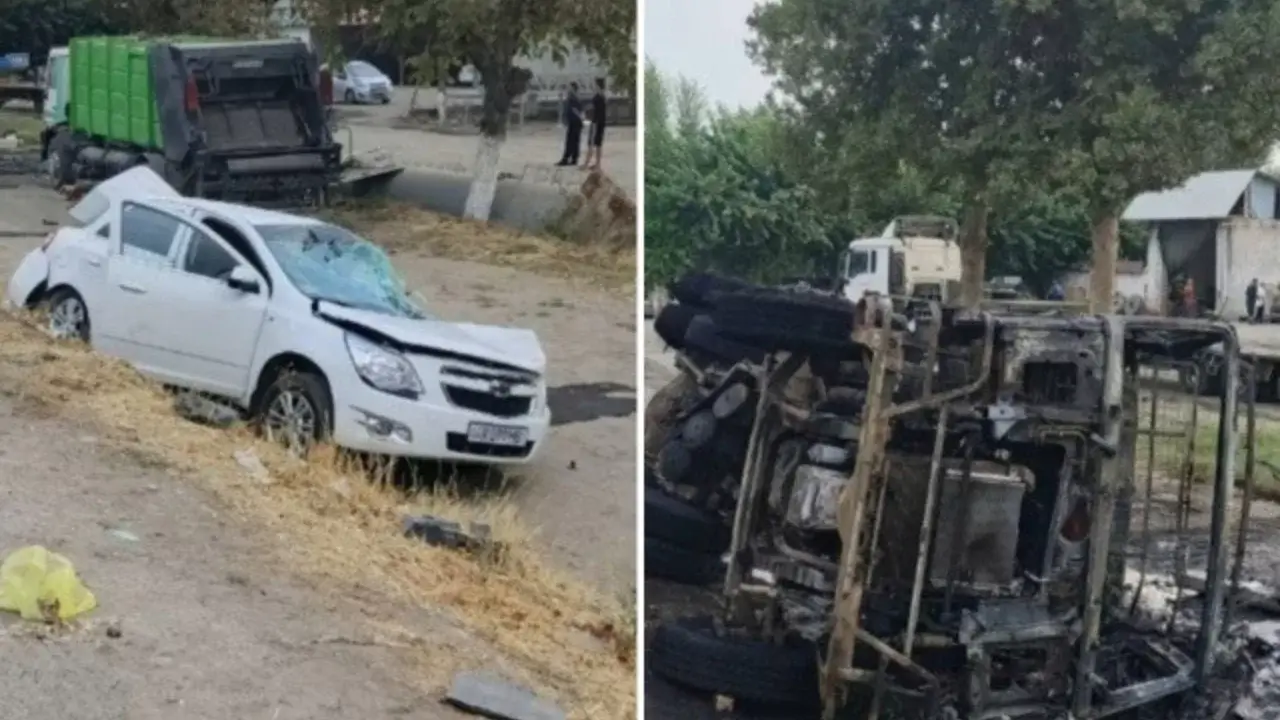 Çimento kamyonu Taşkent'te Cobalt'ı yarım saatte yaktı