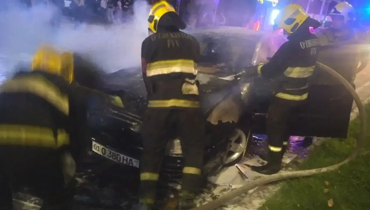 A car caught fire in Chilanzor district