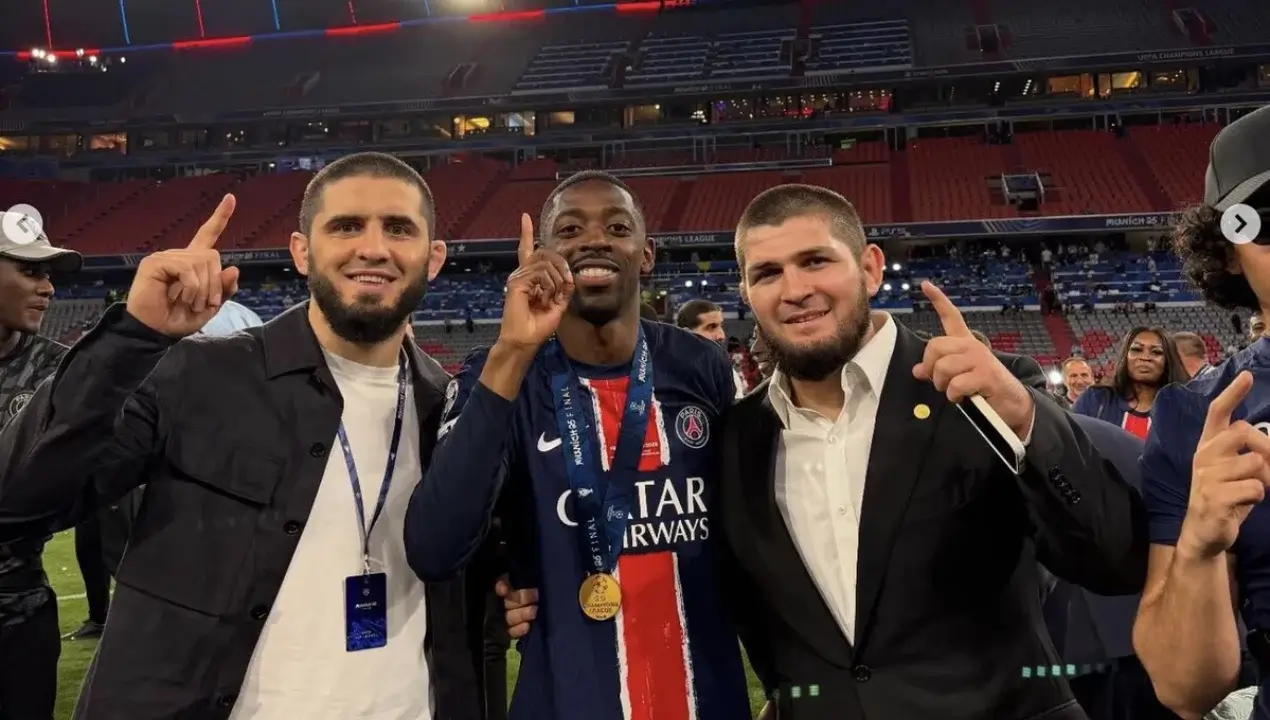 Xabib Nurmagomedov Usmon Dembeleni «Oltin to‘p» bilan tabrikladi