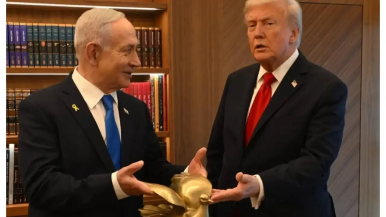 Netanyaxudan Trampga oltin kaptar: tinchlik ramzi sifatida sovg‘a