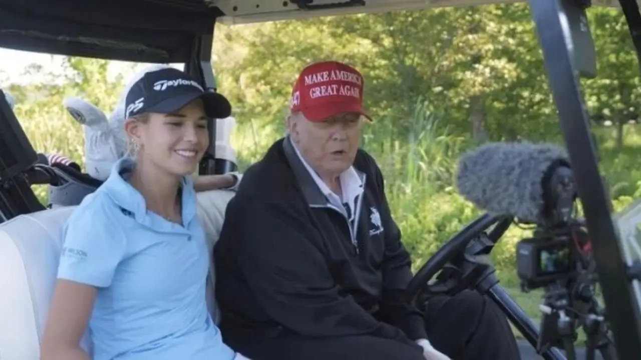 Donald Trump goes to the golf course with his grandson
