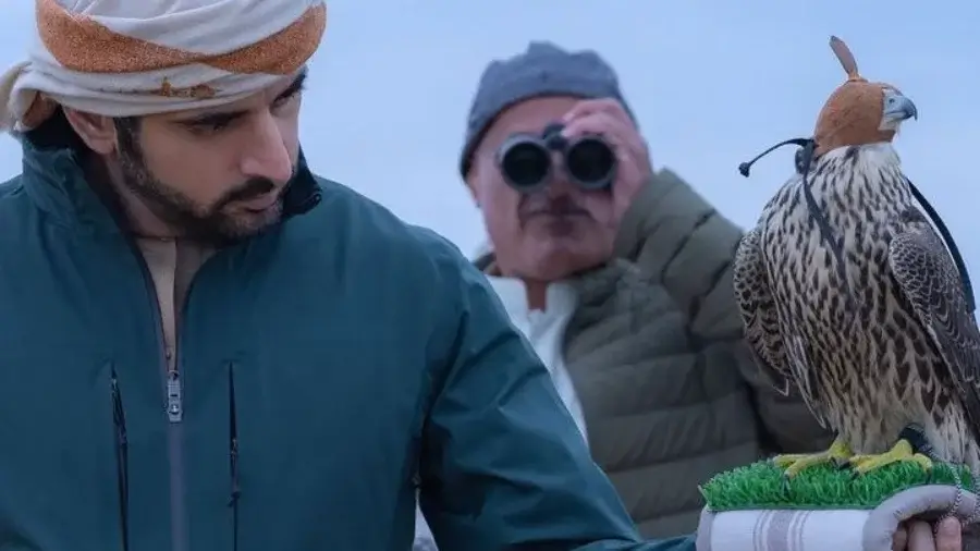 Dubai Prensi Hamdan, Navoi'de bir şahinle avlandı