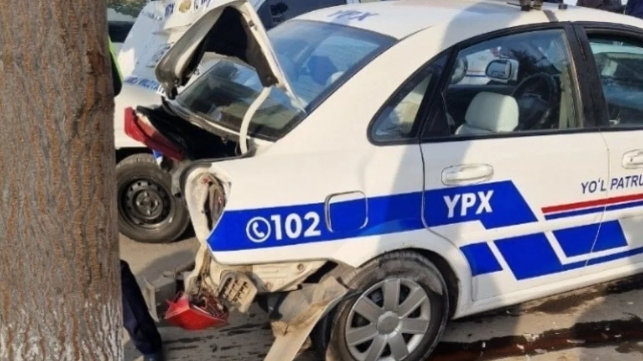 Andijonda Nexia yo‘l patrul mashinasiga borib urildi