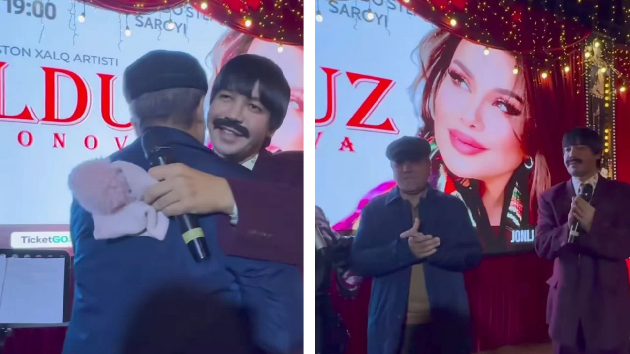 "Дарё Дарё" премьерасында күтпеген сәт: Хамдамның әкесі мен қызы сахнаға шықты (видео)