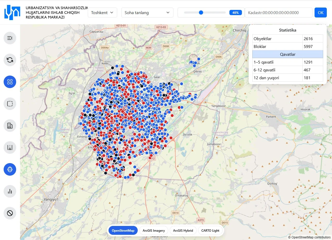 Қурилиш объектлари ҳақида очиқ маълумот берувчи янги интерактив харита