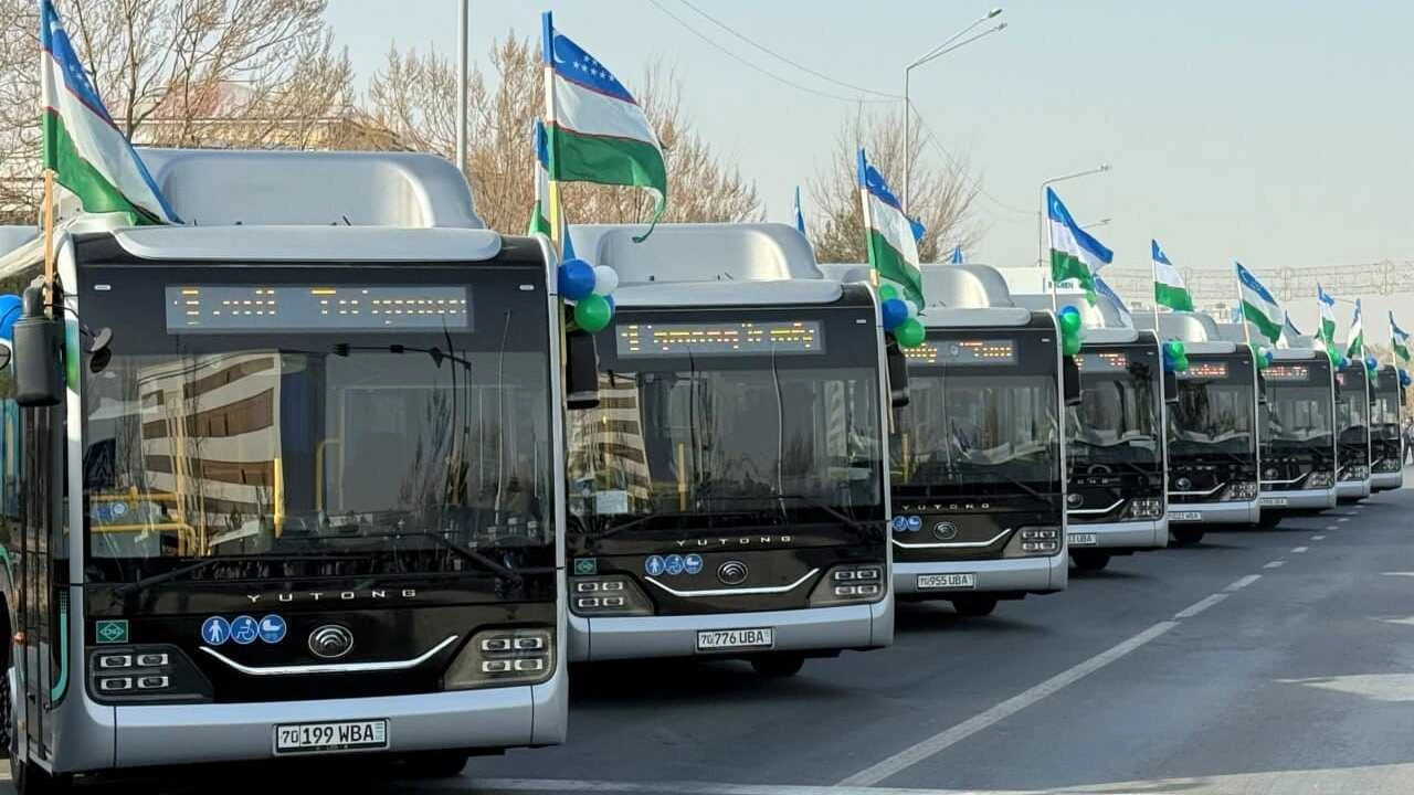 In Qarshi, 43 new buses were put into service on four routes