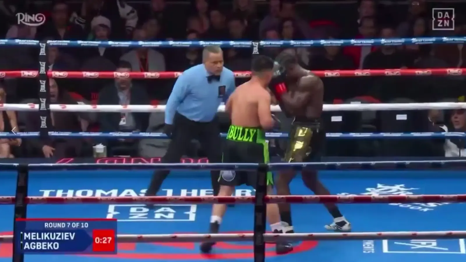 Лас-Вегасда Мелиқўзиев Агбекони 7-раундда нокаутга учратди (видео)