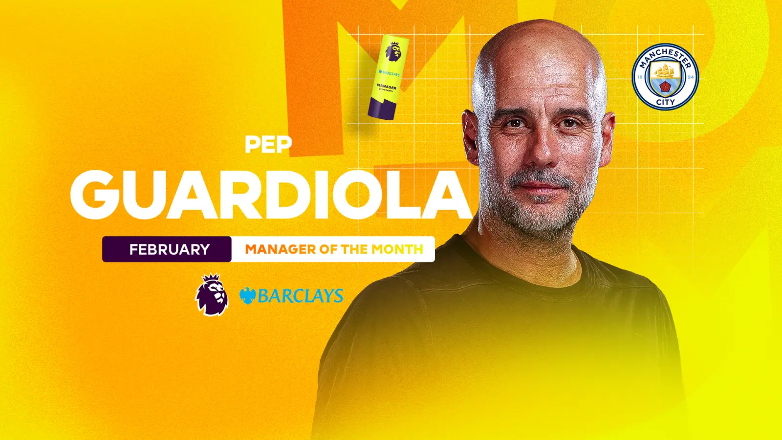 Guardiola fue nombrado mejor entrenador de la Premier League en febrero