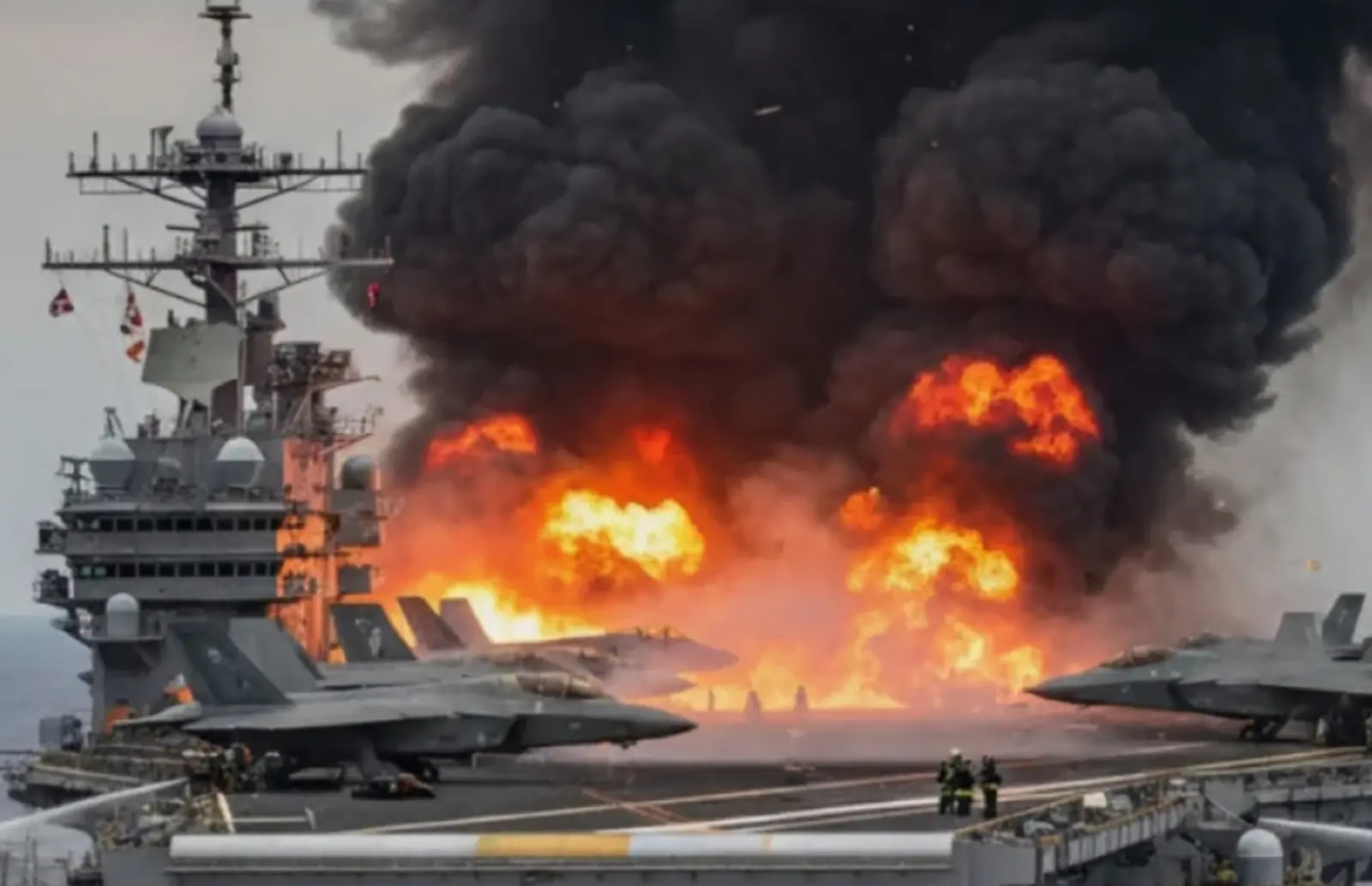 A US aircraft carrier caught fire in the Red Sea: 30 hours of fire...