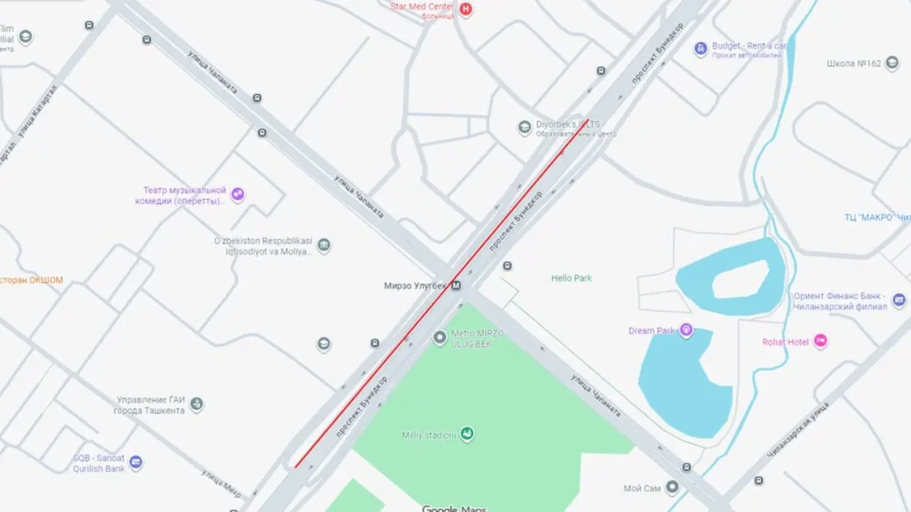 Bunyodkor va Choponota chorrahasida taʼmir ishlari boshlandi