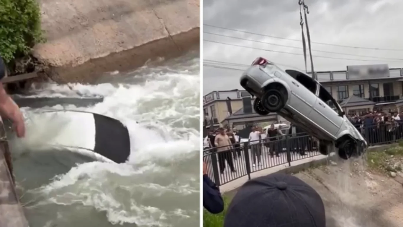 Incident insolite à Sariosiyo: une Gentra finit dans la rivière