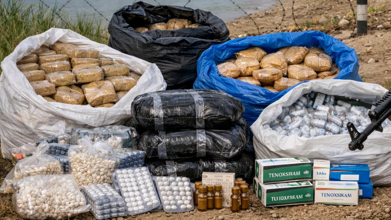 Чегарада ташлаб кетилган қоплардан катта наркотик топилди