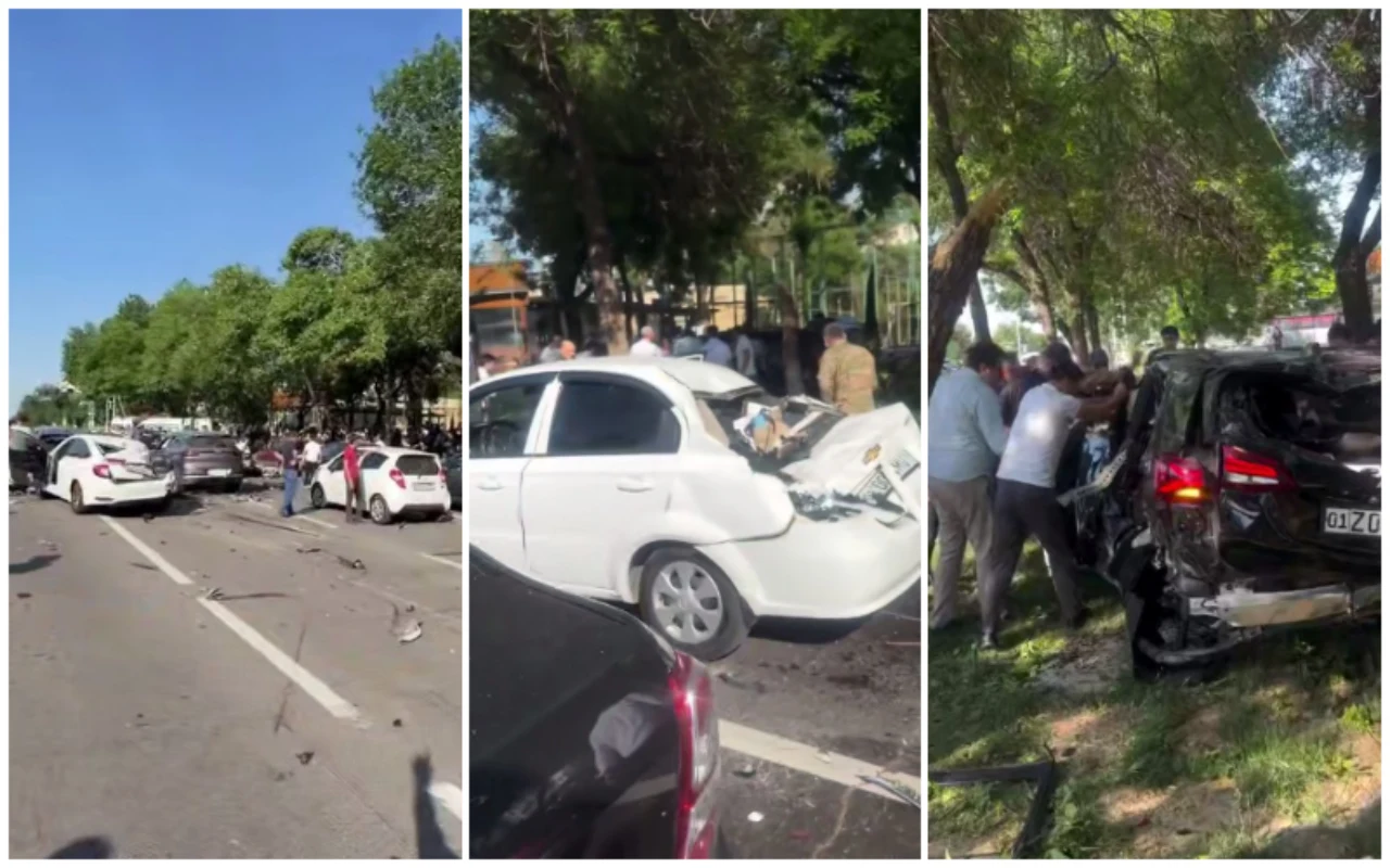 Toshkentda 15 ta avtomobil ishtirokida mudhish zanjirli to‘qnashuv yuz berdi
