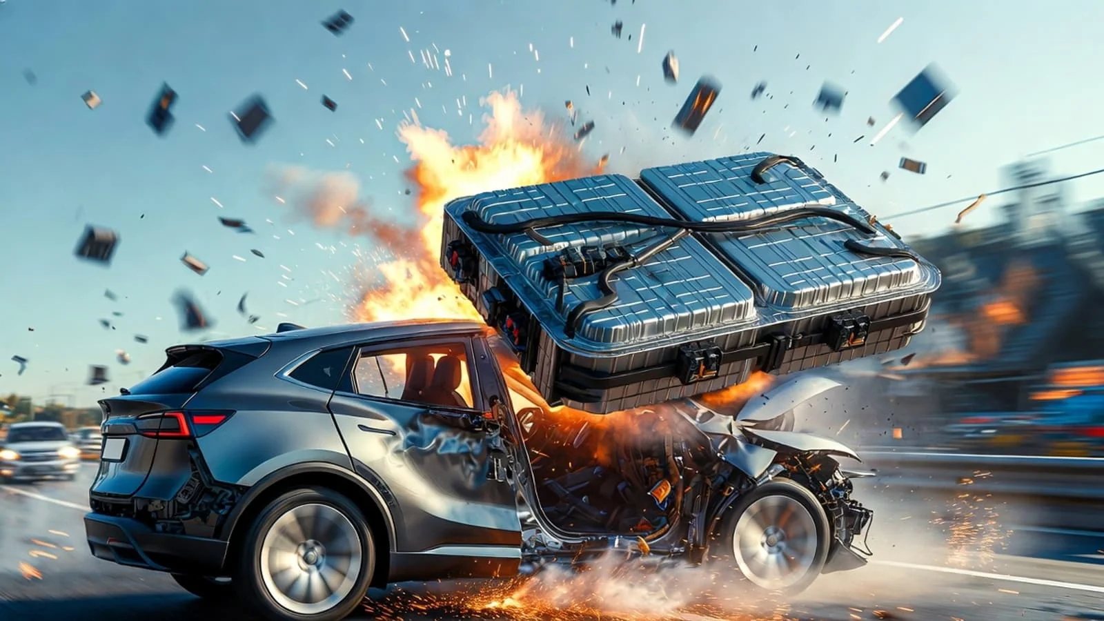 Seres patents a system that detaches the battery from the vehicle during a crash