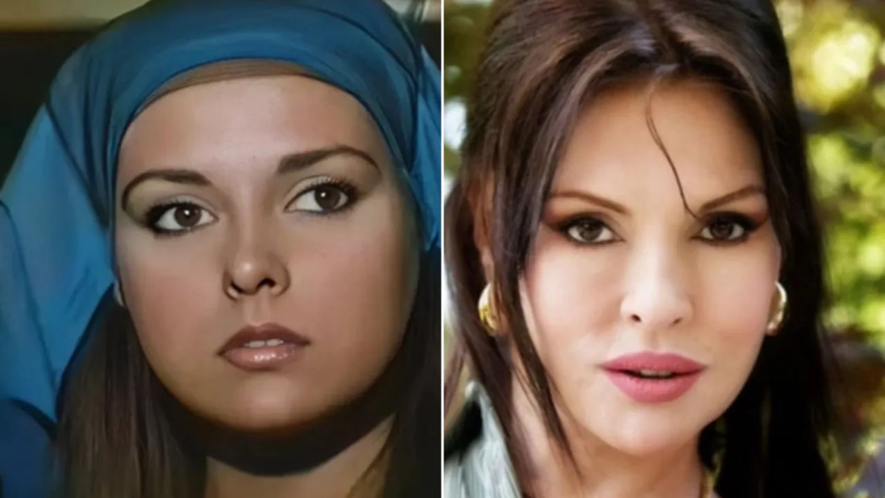 Bir ayolning yoshlikdagi va hozirgi vaqtdagi portretlari yonma-yon ko'rsatilgan.