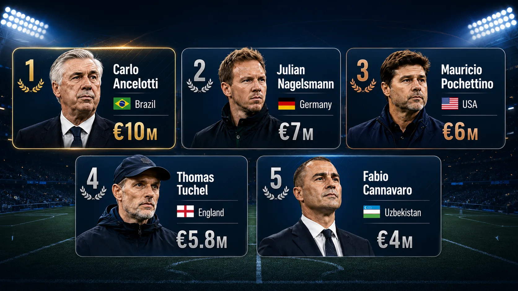 2026 World Cup Managers' Salaries Revealed: Cannavaro in the Top Five!