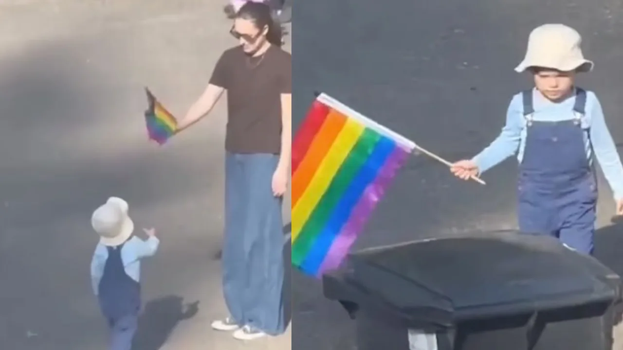 Vidéo virale : un petit garçon jette immédiatement un drapeau LGBT à la poubelle