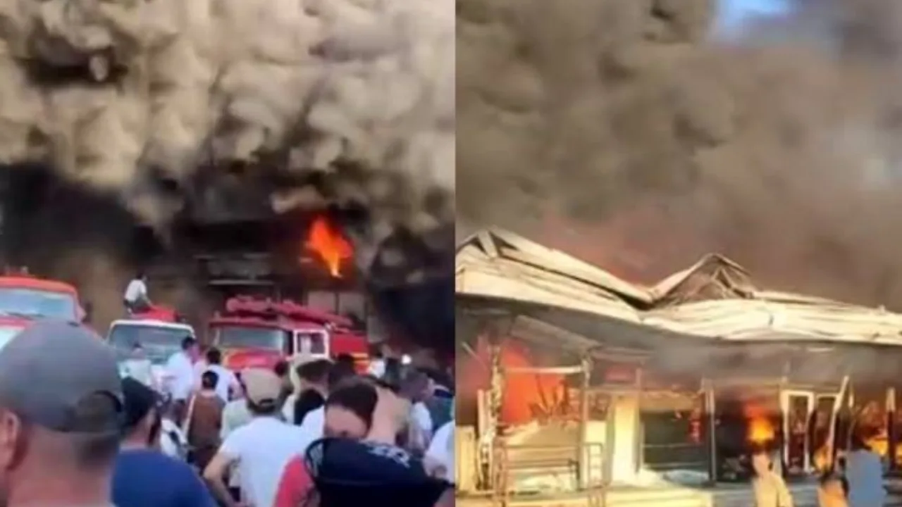 Navoiyda savdo do‘konlari va omborxonada yirik yong‘in chiqdi