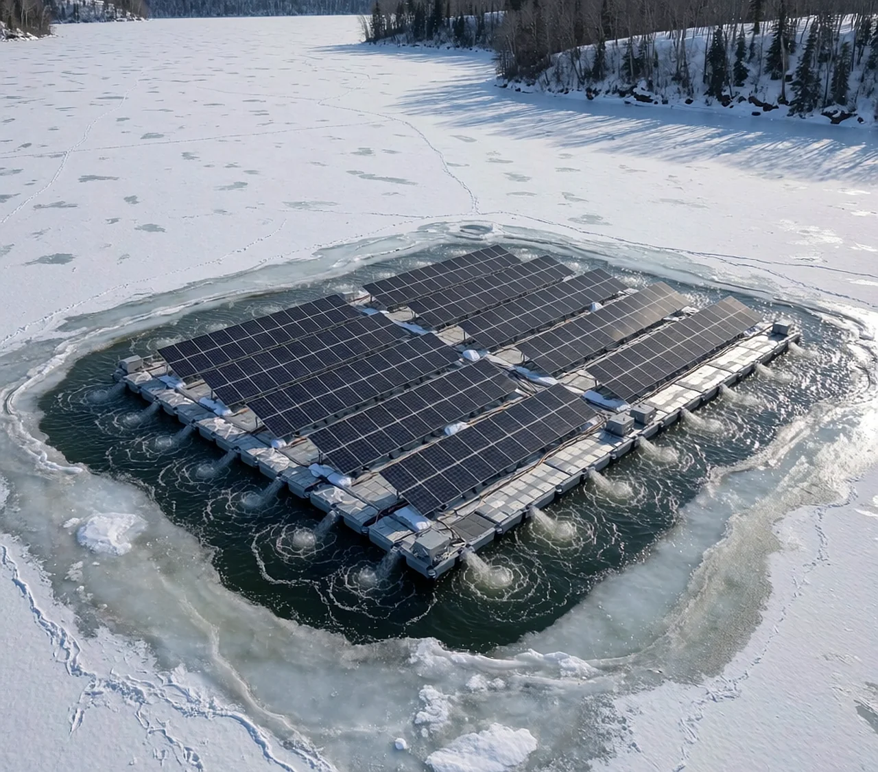 Einzigartige eisresistente schwimmende Solarkraftwerk in Kanada entwickelt