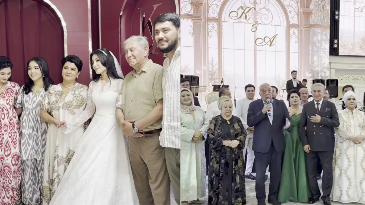 The bride, groom, and their relatives smiling at the wedding ceremony.