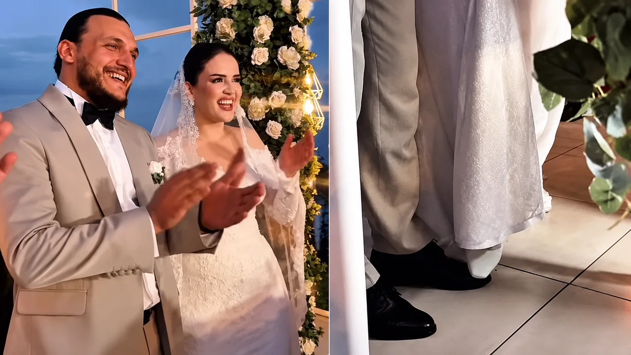 Shahlo Salayeva, who also registered her marriage in Turkey, steps on the groom's foot (video)