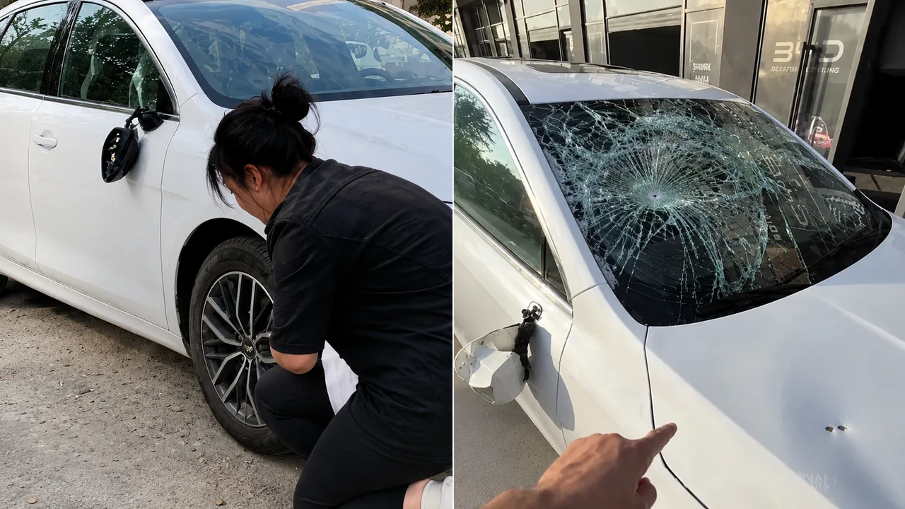 Erining xiyonatidan g‘azablangan ayol yangi BYD Chazor'ni vayron qildi