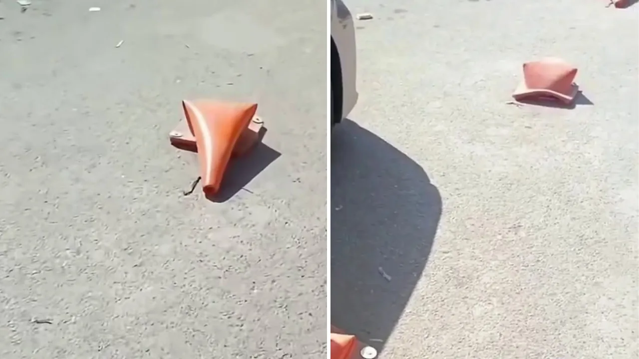En Tayikistán, el calor extremo derrite los separadores de carretera de plástico (video)