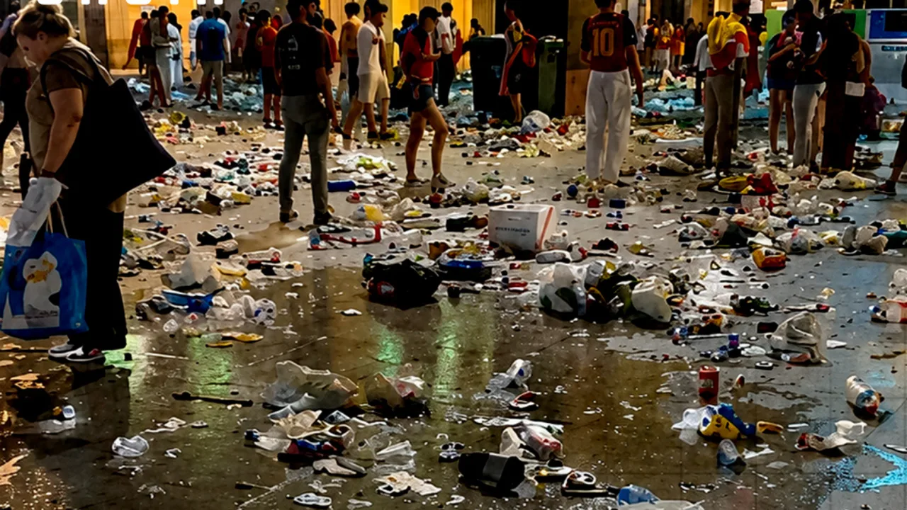 Plätze nach WM-Feiern voller Müll (Video)