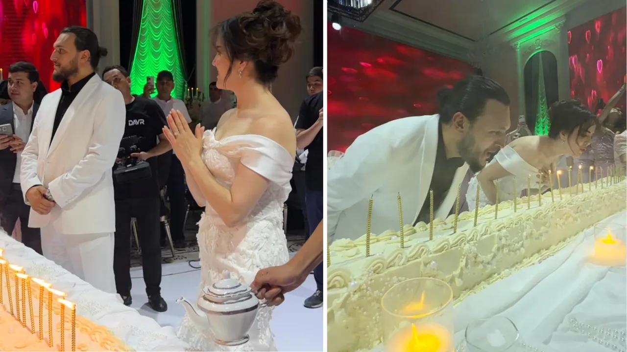 The trending wedding cake ceremony of Shahlo and Veysel captures everyone's attention (video)