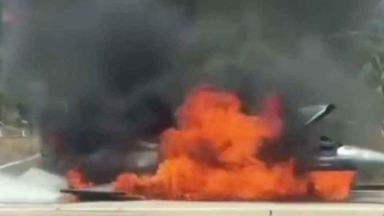 F-16 fighter jet catches fire in Greece (video)