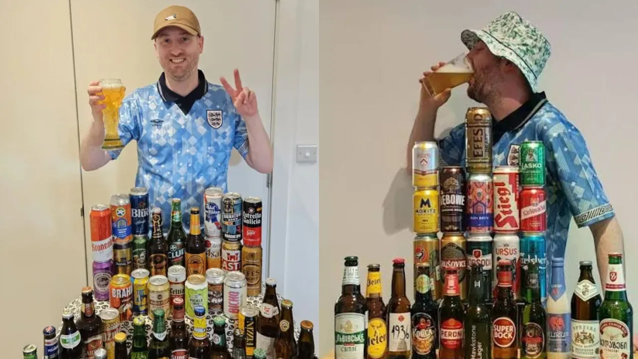 Fan who collected beer from 48 countries for the World Cup becomes famous
