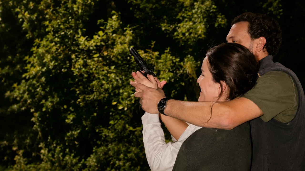 After the wedding, Shahlo Salayeva holds a handgun for the first time (video)