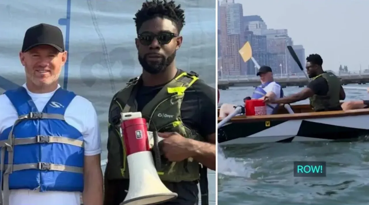 Rooney kept his promise: He rowed 'Viking-style' on the Hudson