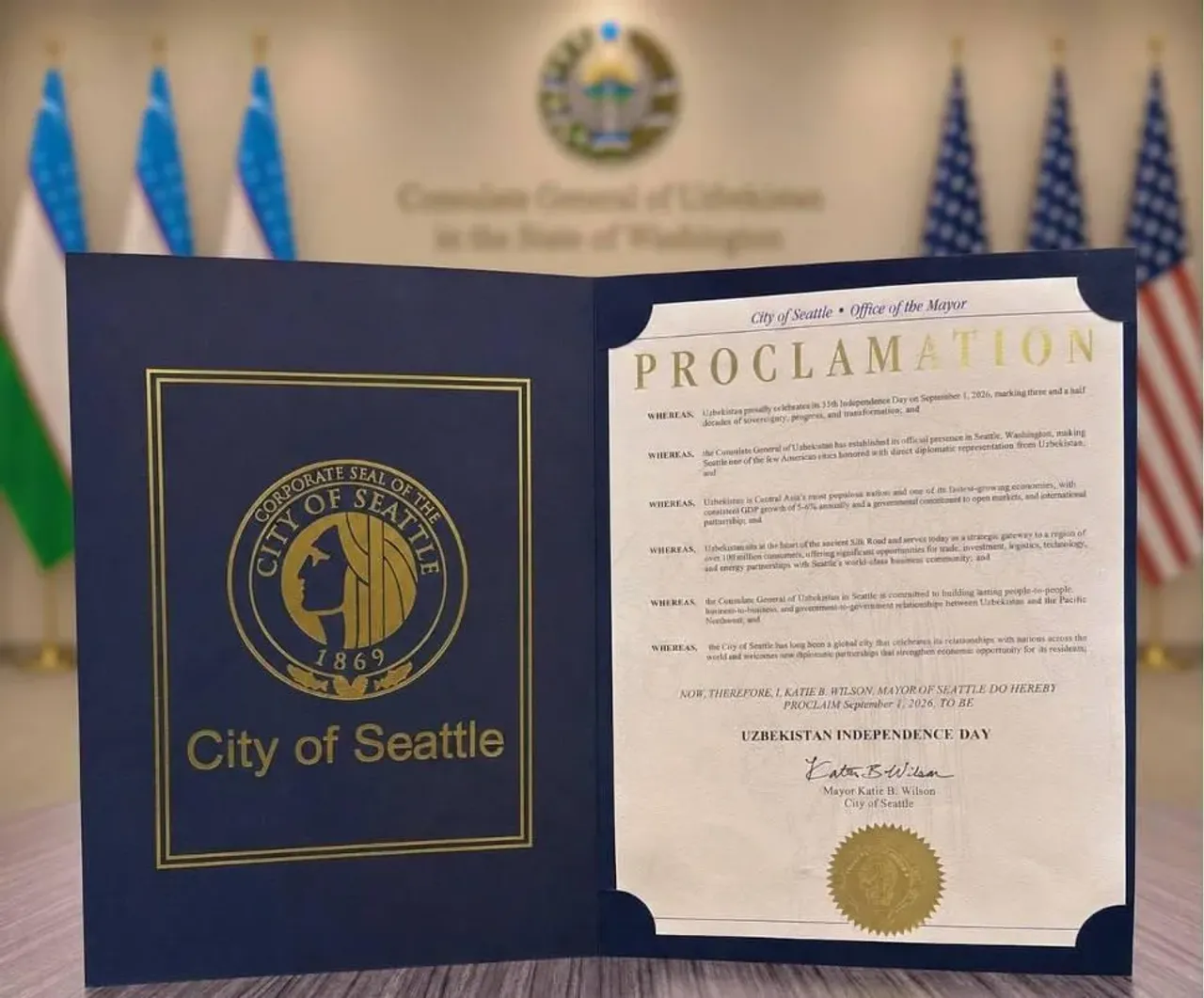 September 1st declared 'Uzbekistan Independence Day' in Seattle, USA!