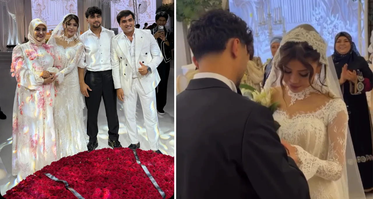 1500 red roses gifted at Maftuna Xolmurodova’s wedding (video)