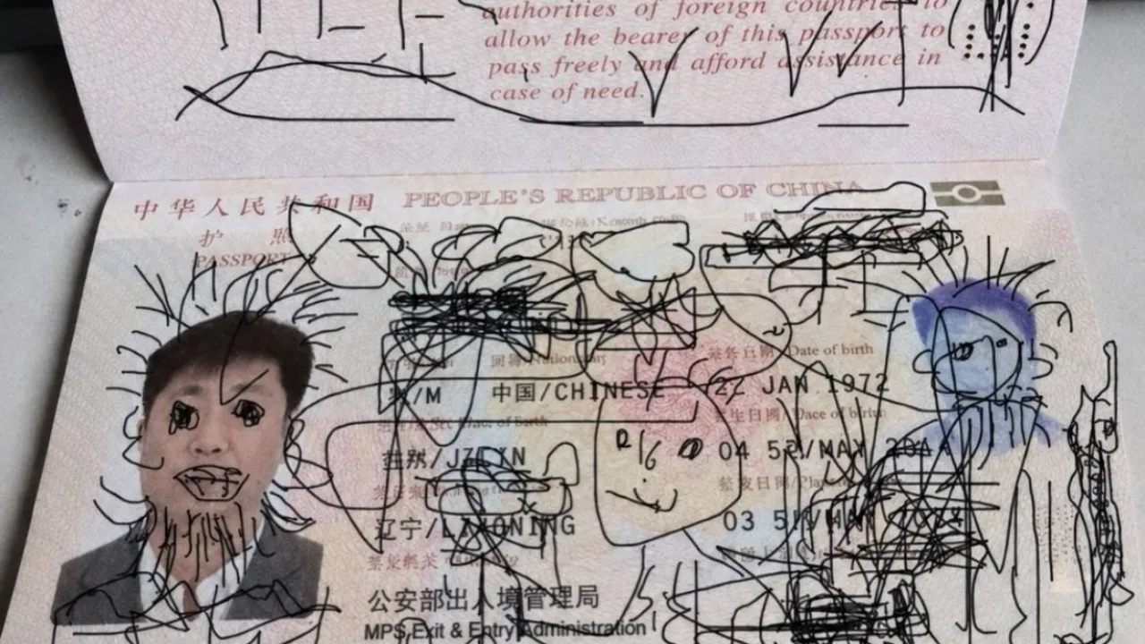 Child’s Black-Pen “Artwork” on His Father’s Passport Captures Everyone’s Attention