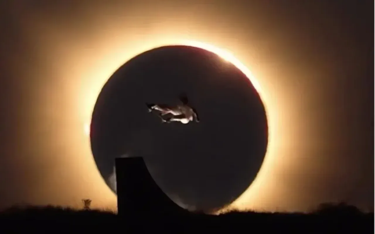 Skateboarder Performs Historic Trick Against Backdrop of Solar Eclipse