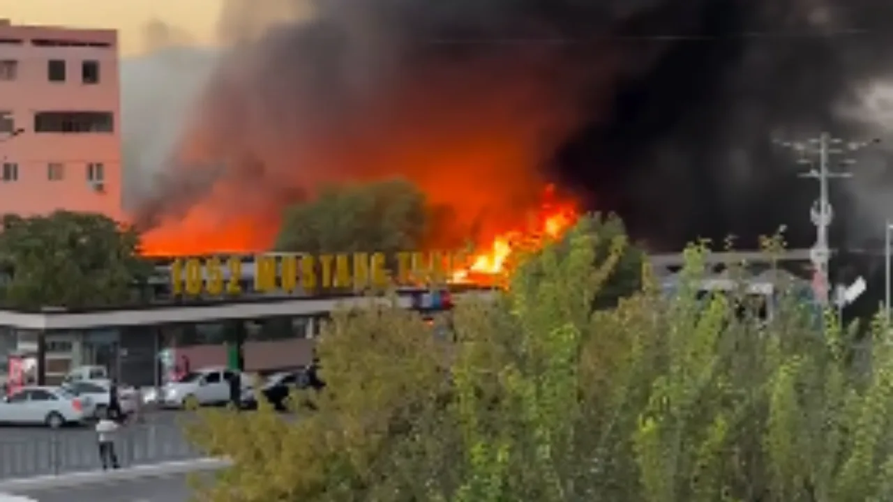 Large fire breaks out at market in Almalyk