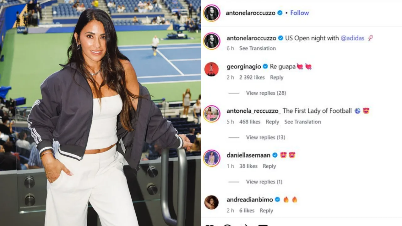 Antonela Roccuzzo US Open tennis korti fonida suratga tushgan.